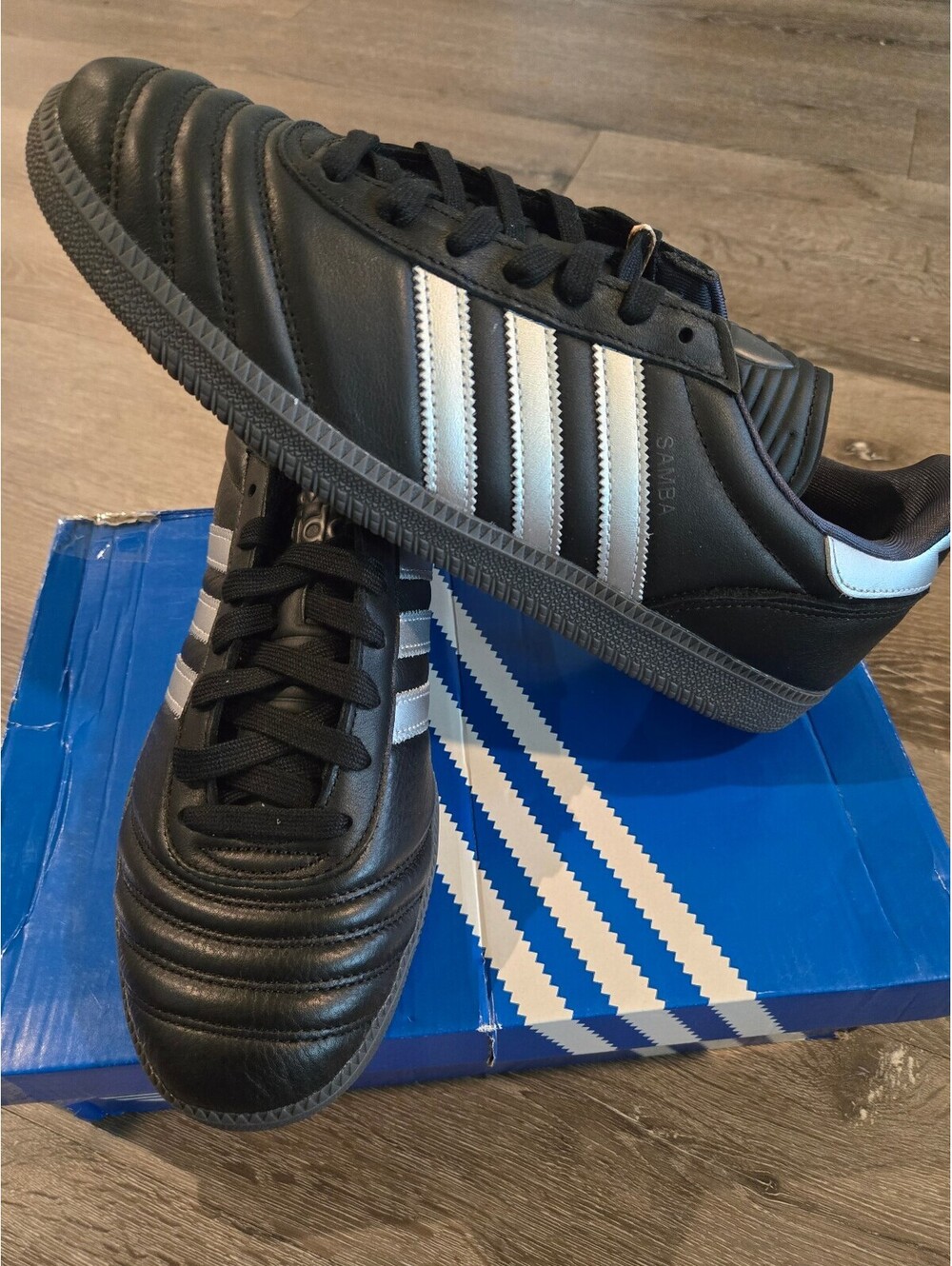 adidas Samba JP HQ9241 Core Black Silver Metallic Men's Size 10.5